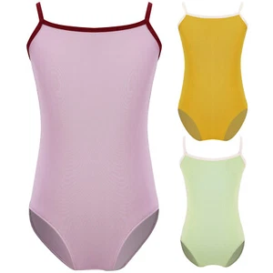 Kids Girls Dancewear Dance Bodysuit Gymnastics Leotard Sleeveless Activewear - Picture 1 of 32