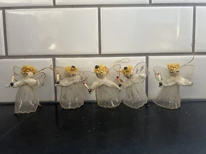 Vintage Tule Pfeifenputzer Weihnachtsengel 5er Set Japan - Bild 1 von 4