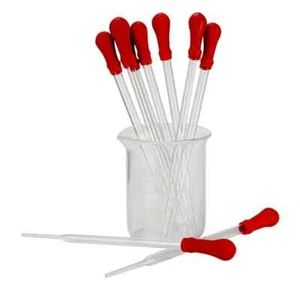 Set of 5 Laboratory Glass Pipettes with Red Rubber Caps 9-20cm - Picture 1 of 20