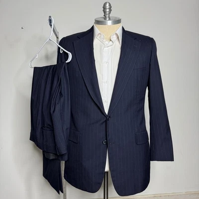 Hickey Freeman Pinstripe Wool Suit Mens 44L 36W Canterbury Model - Image 1 of 4