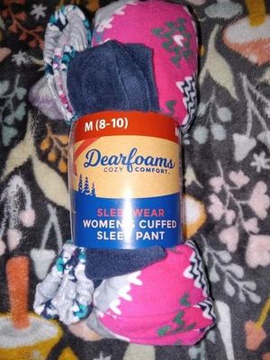 Pantalones de dormir para mujer Dearfoams con puños. Acogedora comodidad. Talla 8-10. Nuevo  Foto 1 de 4