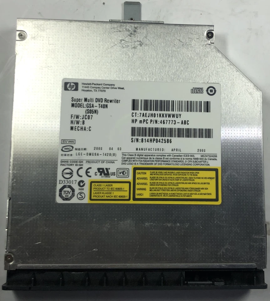 HP 530 Laptop GSA-T40N Super Multi DVD Rewriter- 438523-001 - Image 1 of 1