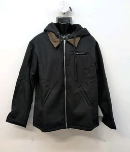 Herren Sherpa Military Kapuzenjacke Full Zip Braun Cord Wintermantel XL Schwarz - Bild 1 von 9