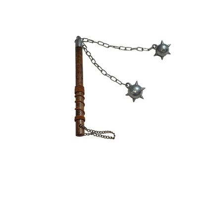 METAL Y MADERA MEDIANO NIVEL DOBLE MAYAL MAZA BOLAS CON PÚAS MANGO COLUMPIO Foto 1 de 4