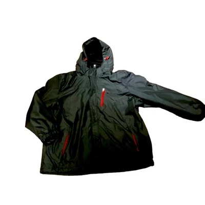 Открытый жизни мужчин XXL черный легкий полный молнии куртка в черном с красной отделкой - Изображение 1 из 4