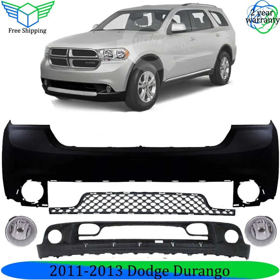 Front Bumper Cover Fascia & Fog Light Assembly Kit For 2011-2013 Dodge Durango Foto 1 de 4