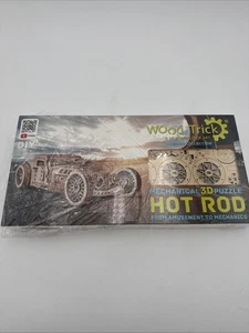 Wood Trick Mechanical 3D Puzzle Model Hot Rod All Wood NEW OPEN BOX - Picture 1 of 2