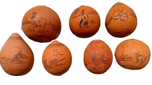 Chinese Zodiak Etched Gourds S/7 - Picture 1 of 11