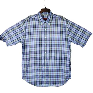 Austin Reed London Button Down Shirt Men XL Short Sleeve Blue Pink Yellow Cotton - Picture 1 of 9
