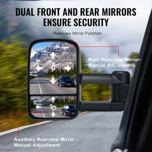 Towing Mirrors for 1999-2007 Chevy Silverado GMC Cadillac, Manual Folding, Black - Picture 1 of 11