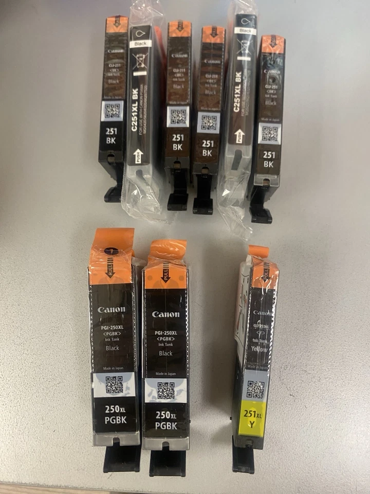 Canon 250 (black) XL and 251 (yellow XL & black) ink cartridges - Image 1 of 1