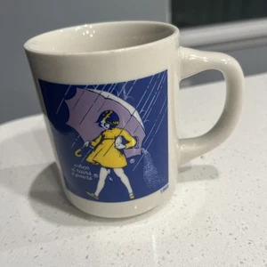 Vintage Morton Salt Coffee Mug 1968 girl "When It Rains It Pours" 3.75” - Picture 1 of 5