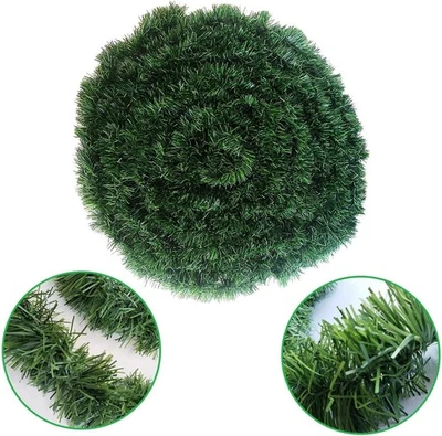 RUNZHE66 Christmas Artificial Green Tinsel Garland Stairs Fireplace Home Wreath Decor