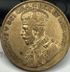 1919 Canadian Large Cent Original Mint Luster Brown AU-BU - Picture 1 of 2