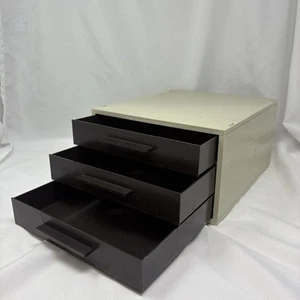 Modular 3 Schubladen Stapelbar Kunststoff Schreibtisch Organizer Schwarz Schublade mit Original Box - Bild 1 von 7