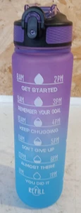 Water Bottle Sports Water Bottle with Motivational Time Marker, Purple Gradient - Picture 1 of 11