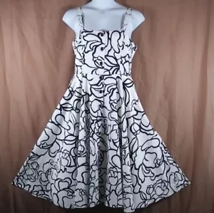 Whbm dress women's black floral buttoned sleeveless fit and flare midi size 16 - Picture 1 of 8