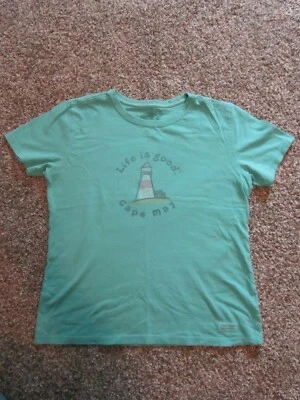 CAPE MAY NJ LIFE IS GOOD T SHIRT WOMEN'S SIZE XS CLASSIC FIT GREEN GENTLY WORN - Image 1 of 4