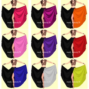 Belly Dance Satin Front Slit Skirts Ruffle Tribal Gypsy Jupe Flamenco Skirt S59 - Picture 1 of 35