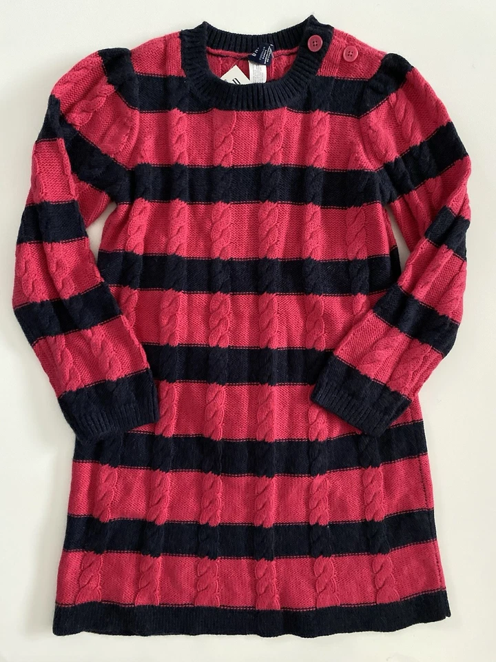 Vestido Suéter Baby Gap Niñas Rosa Azul Marino Rayas Angora Talla 5 Años Nuevo con Etiquetas Foto 1 de 2