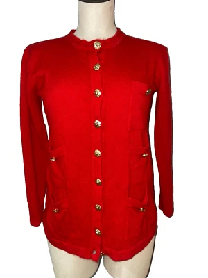 Cárdigan suéter vintage Randall Roy para mujer 100 % cachemir talla S botones dorados Foto 1 de 4