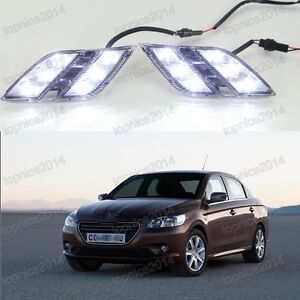 Pair Daytime Running Light DRL LED Front Fog Lights Lamp R & LH for Peugeot 301