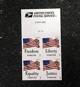 2012USA #4673-4676a Forever Four Flags - Plate # Block of 4 From Booklet of 10 - Picture 1 of 1
