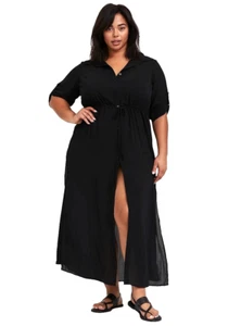 TORRID (0X) 12/L SCHWARZ KNITTER MAXIKLEID SHIRT SCHWIMMEN oder LÄSSIG VERTUSCHEN NEU - Bild 1 von 5
