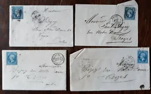 ( Lot n°62)TIMBRES FRANCAIS -LOT DE 4 ENVELOPPES OU LETTRES NAPOLEON III-TROYES - Foto 1 di 11