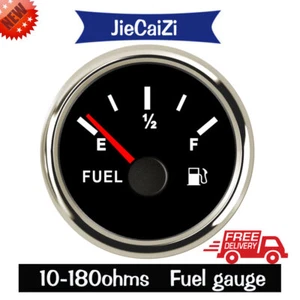 black 52mm fuel level gauge 10-180 ohms for auto truck motorcycle marine red led - Bild 1 von 7