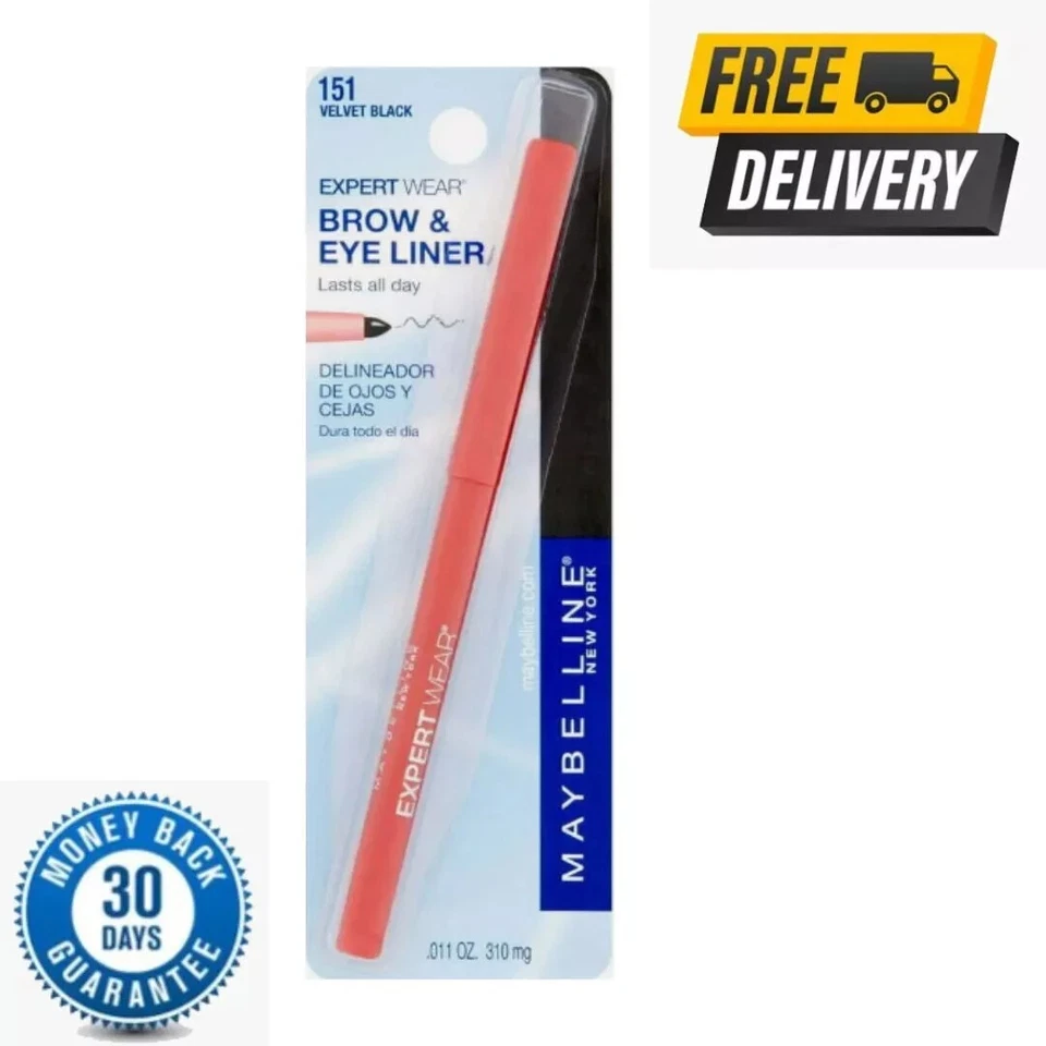 New Maybelline ExpertWear Brow and Eyeliner Pencil, Velvet Black(Free Shipping) - Image 1 of 4