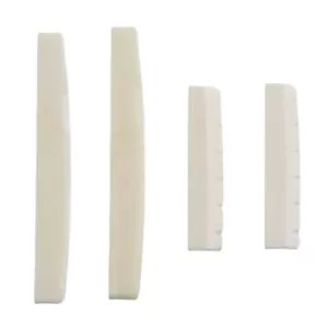 6 String Acoustic Guitar Bone Nut and Saddle Set 2 Sets of 4 Pcs for Best Sound - Picture 1 of 17