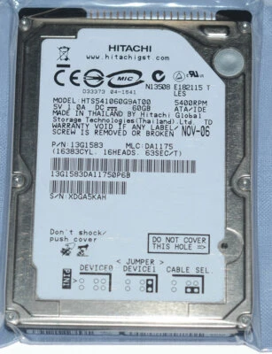 Hitachi HTS541060G9AT00 Laptop 60GB 5400RPM ATA100 8MB 2.5" IDE HDD - Image 1 of 4