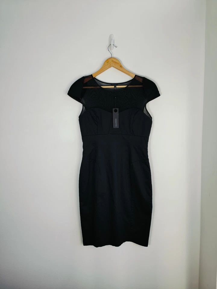 Black Dress Size 12 By Full Circle Knee Length Cap Sleeve New with Tags Cotton - Image 1 of 4