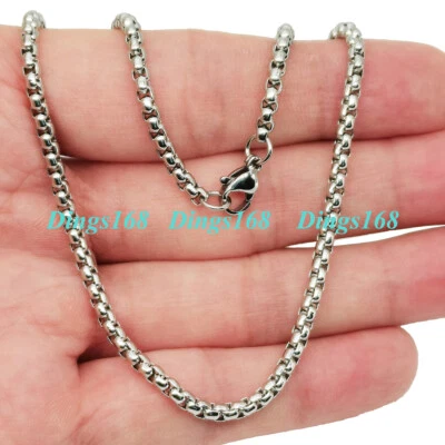 Дизайнер вдохновленный 18K белое золото заполненное 3 мм круглый коробка ссылка цепочка ожерелье F5K - Изображение 1 из 3