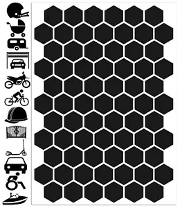 71 Stickers Reflective High Visibility Decal Car Bike Motorcycle Helmet Black - Picture 1 of 8