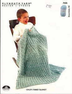 Easy Knit! Plymouth KNITTING PATTERN P606 Dreambaby DK Baby Child's Blanket - Picture 1 of 2