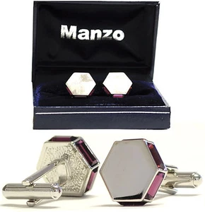Nuevo eslabón de eslabón de puño para hombre diamantes de imitación formal boda hexágono púrpura #22 - Imagen 1 de 3