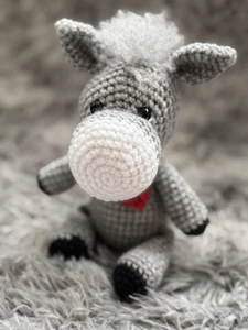 Baby Donkey Handmade Crochet Amigurumy Nursery Toy - Picture 1 of 3