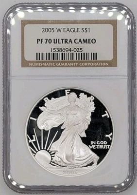 2005-W Silver American Eagle Dollar Proof NGC PF70 Ultra Cameo - Image 1 of 2