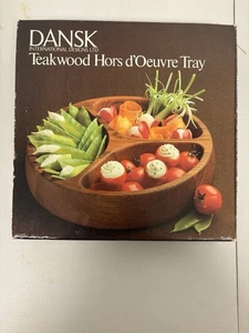 Vintage DANSK Scandanavian MCM Teak Wood Divided Hors d’Oeuvre Tray Bowl - Picture 1 of 4