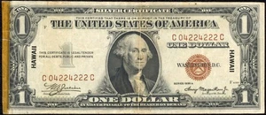 1935 A $1 One Dollar Hawaii Overprint Emergency Issue Note Fr#2300 - Picture 1 of 3