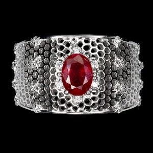 925 Sterling Silver Ring Oval Ruby 7x5mm Natural Gemstone Jewelry Size 8.5 - Picture 1 of 13