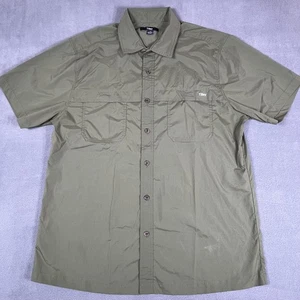 Tilley Shirt Mens Large Green Short Sleeve Button Up Outdoor Utility Pockets - Picture 1 of 11
