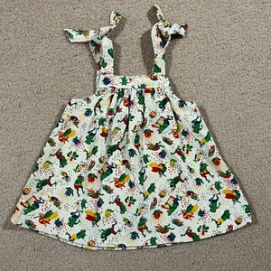 Vintage Frog Printed Corduroy Baby Dress Homemade Size 3T - Picture 1 of 4