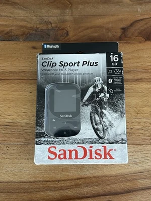 SanDisk Sansa Clip Sport Plus Black 16GB MP3 Bluetooth Player FM Radio - Image 1 of 2