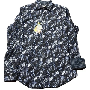 Robert Graham Tony Langarm Herren Hemd S Blau Abstrakt Flip Cuff  - Bild 1 von 12