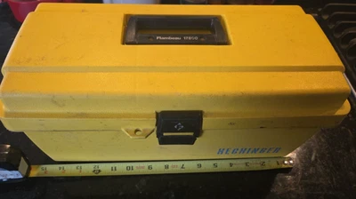 Vintage Yellow Flambeau 17800 Tool Box Plastic 15" X 8" X 7" Hechinger Retro - Image 1 of 4
