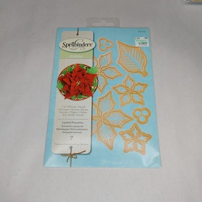 7件装分层Poinsettia Dies Spellbinders假日模板S5-055浆果叶 — 第 1/4 张图片