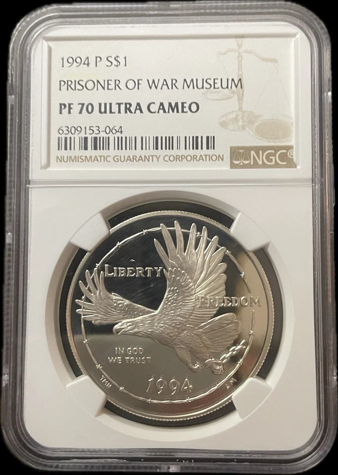 1994 Vietnam Prisoner of War POW Commemorative Proof Dollar NGC PF70 - Image 1 of 2